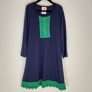 Ella and Lulu 6X Dress Long Sleeve Navy Blue Green